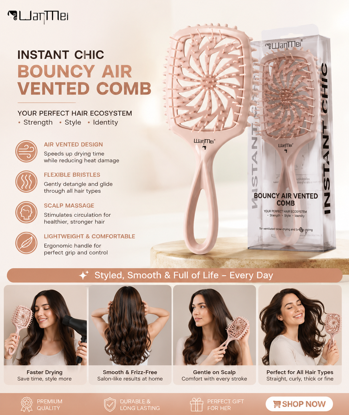Whirlwind Scalp Massage Comb with Scalp Applicator Liquid Essential Oil